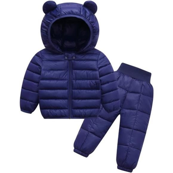 2 Piece Kids Winter Hooded Down Coat Sets Puffer Jacket...